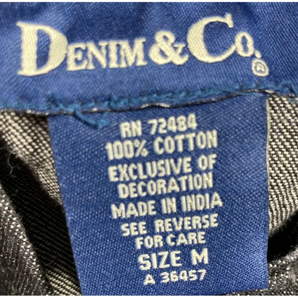 Denim & Co Denim Jacket Skirt Women's Medium Black Western Embroidered Aztec NEW